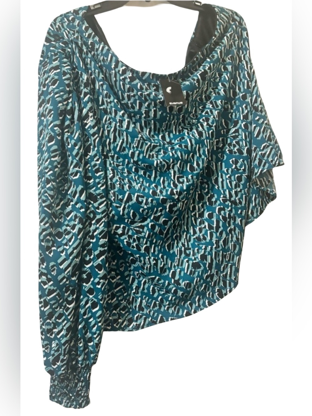 NWT Avenue Plus Size One Shoulder Asymmetrical Top Women’s 30/32 Blue Blouse